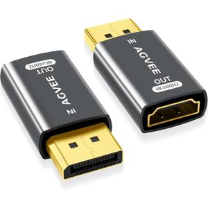 AGVEE 2 Pack Display Port to HDMI 4K@60HZ Adapter, Alloy Shell DP Displayport PC to HDMI Display Coulper Converter, Backward Compatibile with 4K@30HZ 1080P@120HZ Full HDTV, Uni-Directional, Gray
