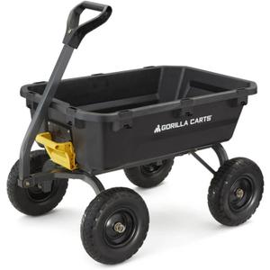 Gorilla Carts 7GCG-NF Heavy-Duty Poly Dump Garden Cart with No-Flat Tires, 7 Cubic Feet, 1200-Pound Capacity, Black