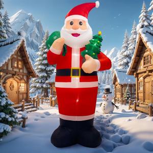 OurWarm 14FT Christmas Inflatable Outdoor Decoration, Giant Inflatable Santa Claus Holding Gift Bag, Blow Up Christmas Decorations Outdoor with Built-in LED Lights for Yard Garden Lawn Xmas Decor