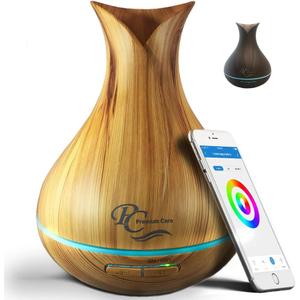 Sierra Modern Home Smart WiFi Humidifier - Aromatherapy Essential Oil Diffusers with App Control & Voice Control - Works with Alexa & Google Home - 400ml Ultrasonic Diffuser & Humidifier - Light Brown