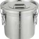 DYNAMI 304 Stainless Steel Airtight Canister, 3.2Gal Canisters Container with Lids and Sturdy Locking Clamp,Bucket Food Storage Containers Airtight for Rice, Flour, Grain, Coffee Bean(12L)