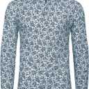 fohemr Mens Floral Shirt Casual Button Down Long Sleeve Flower Printed Shirt 100% Cotton M