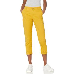 Amazon Essentials Women's Mid-Rise Slim-Fit Stretchy Cropped Tapered Leg Khaki Dress Pants, Dark Yellow, 16 Plus