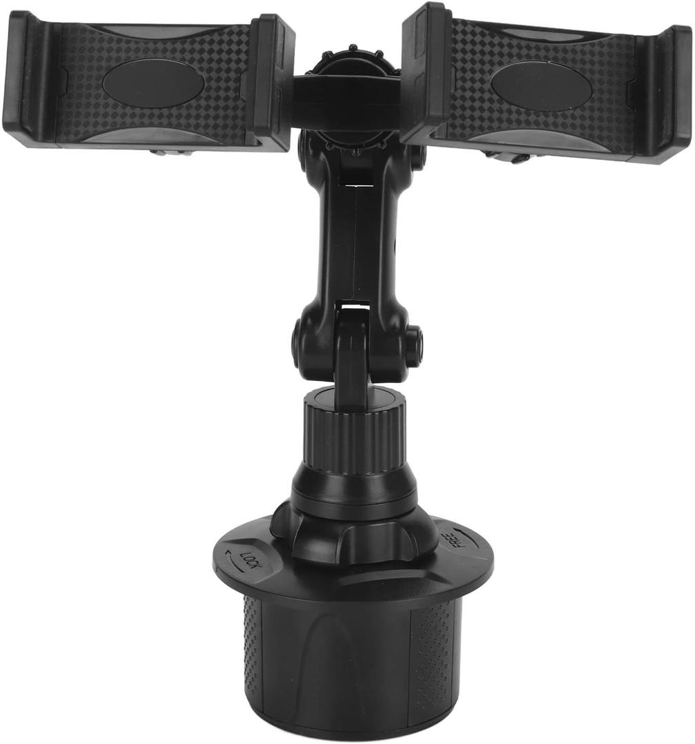 Gavigain Dual Phone Holder for Car Cup Holder 360 Degree Rotation Car Phone Mount Adjustable Cell Cup Holder for iPhone for Galaxy and More