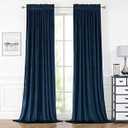 YURIHOME Navy Velvet Curtains 84 Inches for Bedroom, Thermal Insulated Blackout Curtains- Room Darkening Sun Blocking Rod Pocket Window Drapes for Living Room, 2 Panels, 42 x 84 Inches