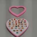 36pcs Little Girl Alloy Jewelry Rings, Adjustable, No Duplication Kids Play Ring in Box,Pretend and Dress Up Rings for 4-12 Year Old Girls Birthday Holiday Gifts, 4 5 6 7 8 9 10 11 12 Year Old Girl Toys for Kids