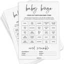 Baby Shower Bingo Game (50 Unique Cards), Pre-Filled, Baby Shower Games, Added Word Scramble - Minimalist