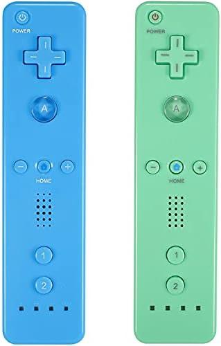 Yosikr Controller for Wii, Remote Controller for Wii with Silicone Case and Wrist Strap Compatible for Wii/Wii U (2 Pack, Green and Green)