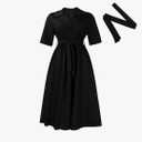 Women's  Shirt Dress: A-line Swing Plus Size Suit tie Dress M