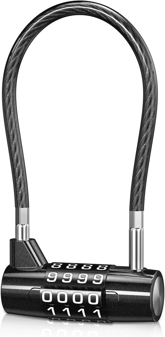 LOFICOPER Long Shackle Combination Lock, 4 Digit Combination Padlock, 6.8 Inch Resettable Cable Lock, Weatherproof Portable Outdoor Padlock for Gym Sports Locker, Gate, School, Fence, Travel (1 Piece)