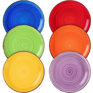 vancasso Bonita Muticolor Salad Plate Set of 6, 7.5 Inch Ceramic Dessert Plate, Dishwasher and Microwave Safe