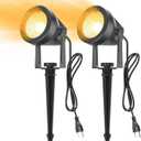 VOLISUN Plug in Spot Light Outdoor spotlights,Landscape Spotlights Landscape Lights with Plug,IP65 Waterproof,Outdoor Spotlights for Trees,Yard,House,Flags (2Packs,Warm White)