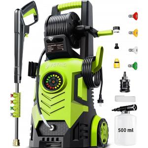 Pressure Washer 5000PSI with Adjustable Touch Screen 8 Level, 34" Tall, 4 Quick Connect Nozzles,Inlet Hose&Filter&500mlFoam Cannon for Cars/Fences/Driveways/Home Cleaning,Yellow