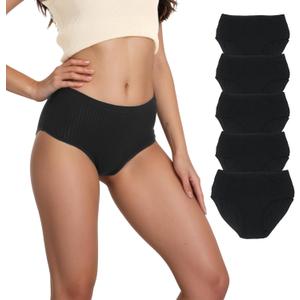 High Waisted Cotton Underwear for Women - Tummy Control Panties No Roll Waistband, Breathable Full Coverage Briefs (M)