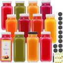 Brajttt Juice Bottles With Caps 8 oz,Glass Juicing Bottles Reusable,12 Pack Water bottles for Milk,Juice,Tea,Water,Honey,Jam,Kombucha,Honey,Portable Travel Bottle