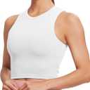 Natural Feelings Nudi Sports Bras for Women Removable Padded Yoga Tank Tops Sleeveless Fitness Workout Crop Tops (White, XL)