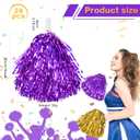 DILIBRA 24 Pcs Metallic Cheerleading Pom Poms for Kids, Cheerleaders Cheer Pom Poms with Baton Handle, Cheering Squad Hand Flower for Adults Team Spirit Sports Game Dancing Party