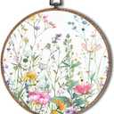 Yorhifa Vintage Botanical Floral Framed Wall Art, Wildflower Decor Round Wall Art, Vintage Spring Flower Round Walls Decor, Colorful Botanical Flower Prints Painting Circle HangingDecor, 10x10in