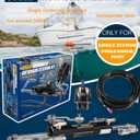 Camoo Outboard 300HP Hydraulic Steering Kit, Marine Boat Steering System with Helm Pump, Hydraulic Cylinder, 2 x 26ft High-Strength PU Hoses, Compatible with Most Single Outboard-Powered Boats
