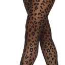 MANZI Women's Sheer Patterned Tights All-Over Polka-Dot Leopard Hearts Stockings 30 Denier Pantyhose Nylons (One Size, 30d Sheer-leopard)