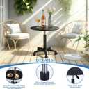 DoubleFill 23.3-31.5 Inches Height Adjustable Outdoor Cocktail Round Tables for Patio with Wheels Adjustable Tall 360°Swivel 23.7'' Round Cocktail Bar Table for Patio Pool Balcony Dining Room Party, 25.59 inches x 24.8 inches x 3.54 inches
