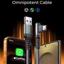 AINOPE USB to USB C Cable [2-Pack, 6.6ft] 3.1A Type C Charger Fast Charging, Right Angle USB C Cable for iPhone 17 Carplay Cable, Galaxy S10+ S10 S9, Note 10 9, LG V30, Moto, Computer Security Cables (Grey)