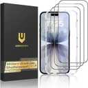 UNBREAKcable for iPhone 17 Screen Protector, 3-Pack Full Coverage Tempered Glass Screen [Military Grade Shatterproof] [9H Hardness] [Bubble Free] [Easy Installation] [99.99% HD Clear] for iPhone 17