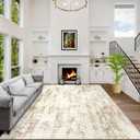 10x14 Area Rugs Washable Rug: Modern Abstract Living Room Rug Soft Anti-Skid Thin Carpet Indoor Floor Non-Shedding Carpets for Bedroom Dining Room Farmhouse Nursery Home Office Beige Grey