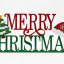 COCHIE Metal Merry Christmas Sign, Winter Decorations for Home, Office, Shelf, Mantel, Indoor, Wood Snowflake Decor, Red White Table Top Party Decoration (Merry Christmas) Pack Of 2