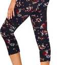 GAYHAY High Waisted Capri Leggings for Women - Soft Slim Yoga Pants for Running Cycling Workout (Large-X-Large, B-black Floral)