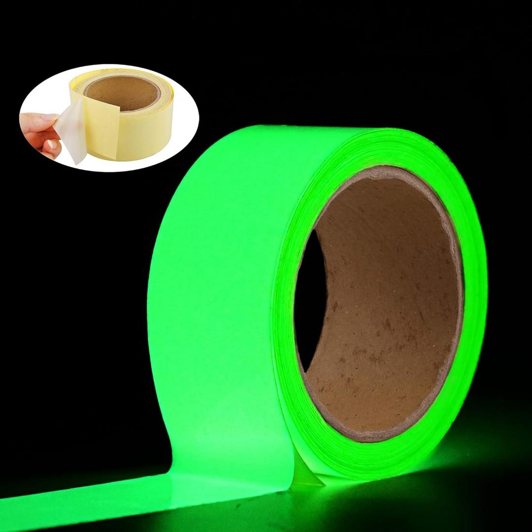 Oumers Glow in The Dark Tape 33 ft x 2 inch Green High Bright Luminous Tape Sticker Removeble Waterproof and Photoluminescent