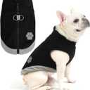 Mihachi Dog Fleece Vest Sweater Zip Up Warm Pullover Step-in Dog Jacket with Dual D-Ring Leash, Winter Cold Weather Reflective Coat Clothes Hoodie for Small Medium Dogs Puppy Cat Boy Girl, Black L 