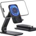 iWALK Magnetic Cell Phone Stand for Desk, Angle and Height Adjustable Mobile Phone Holder, Foldable Magnet Stand for iPhone 17 16 15 14 13 12 Pro Max and iPad, Cell Phone Holder for Samsung, Black