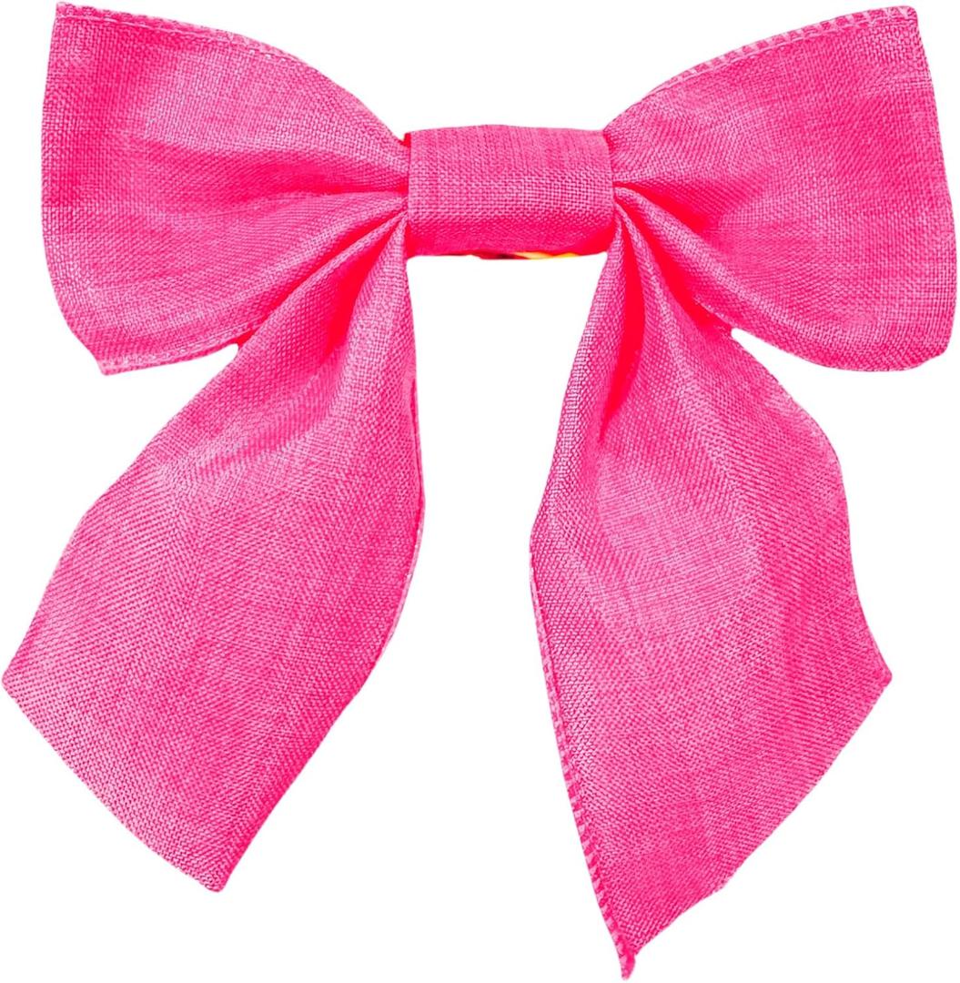 Meseey 12 Pack 6 Inch Hot Pink Burlap Bows Farmhouse Christmas Bow for Tree,Gift Wrapping & Stockings,Reusable Rustic Party Supplies (Hot Pink)