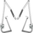 55-2 Attic Ladder Hinge Arms Replacement Kit, Compatible with Werner Mk5, WU2210, W2208, W2210, Silver, Thick White Zinc, Galvanized, Industrial, Modern, 1 Pair