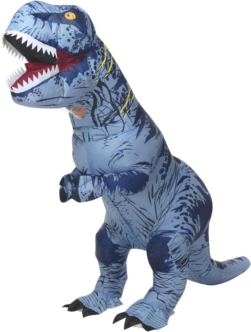 Servllcell Inflatable Dinosaur Costume for Kids/Teens,Halloween Costumes T Rex Blow Up Costumes for Boys Girls,Cosplay(Blue)