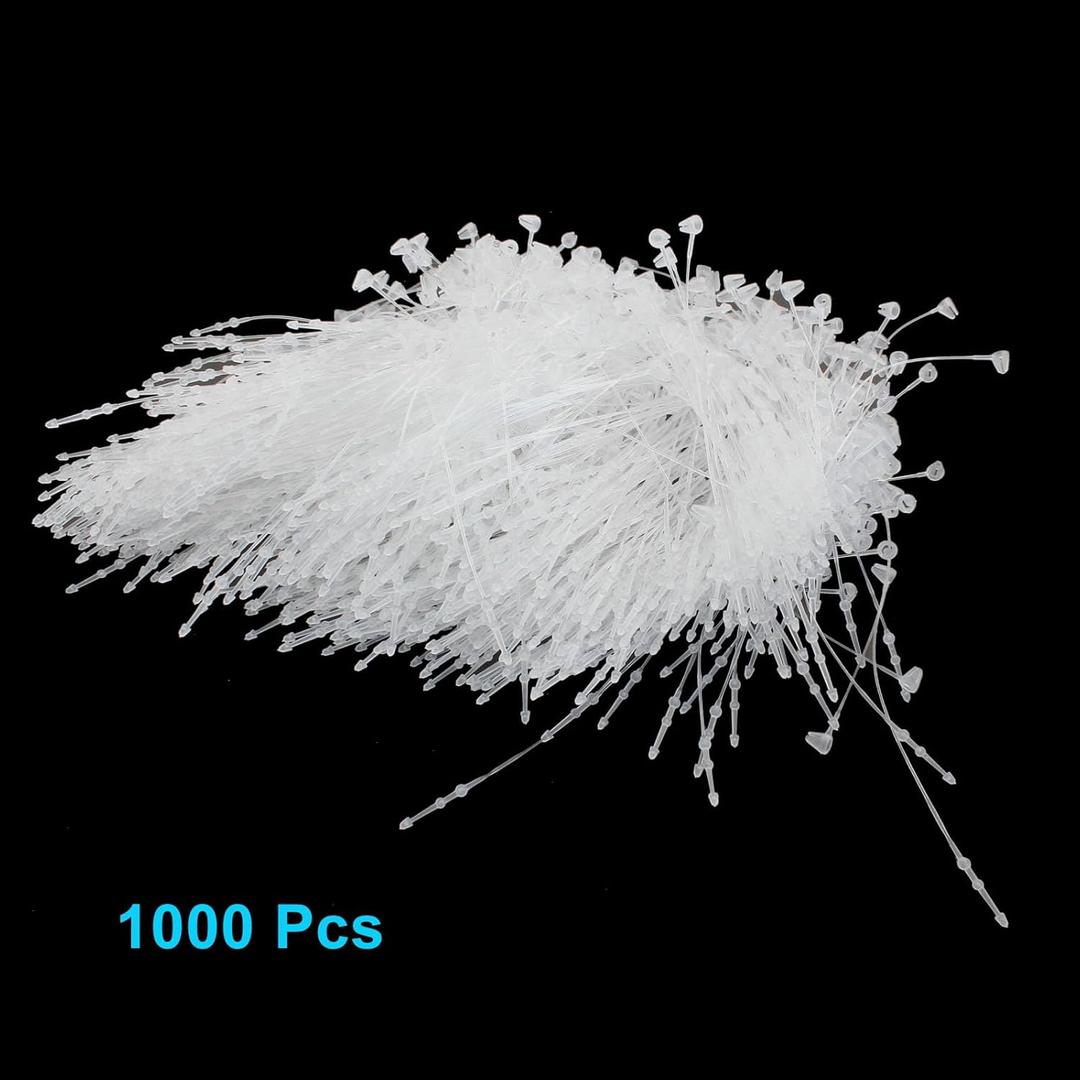 Hitefu 3" Clear Plastic Tag Loops, Snap Lock Hang Tag Fasteners with Security Loop, Clothing Price Tag Pins for Retail Stores (1000Pcs)