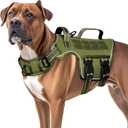 Dog Harness for Large Dogs Heavy Duty, Tactical No Pull Dog Harness with Molle System, Easy On and Off Service Dog Vest, Breathable Padded, Adjustable Reflective Pet Vest for Walking Hiking Training (Neck:18-24",Chest:25-36"), (45-80lbs, Green)