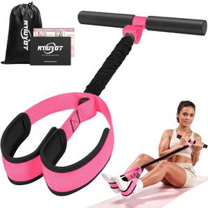 2026 Upgraded Durable Pedal Resistance Band with Handle, Thickened Latex Tubes and Soft Foam Fabric Foot Pedal, Sit Up Exercise Equipment for Abdomen, Waist, Arm, Core/ABS, Leg, Physical Therapy (1-Pink)