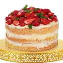 Wenqik Gold Cake Stand 18 Inch Round Metal Cupcake Dessert Wedding Cake Stand Cookies Display Holder with Modern Design Fruit Serving Tray for Table Wedding Birthday Anniversary Party