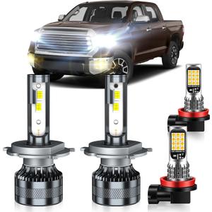 Compatible with 2014-2021 Toyota Tundra Bulbs, High Low Beam H11/H8/H16 Fog Light Bulbs, 40000LM 600% Brightness, 6000K White and 3000K Yellow Combo, Pack of 4