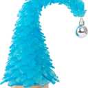 Crooked Sea Glass Christmas Tree with LED Lights - Handcrafted Whimsical Mini Blue Christmas Tree, Ideal for Christmas, New Year, Coastal Holiday Decor & Gifts, Versatile Home Decor (10in)