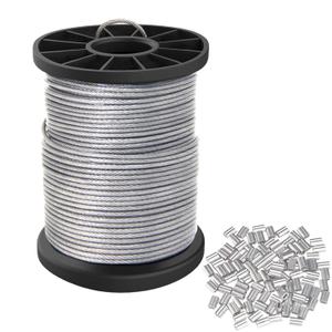Vinyl Coated Picture Hanging Wire 1.5mm Up to 150lbs,100 Feet(30.5M) Stainless Steel Picture Wire Spool with 40Pcs Aluminum Crimping Sleeves,Heavy Wire for Hanging Picture Frame,Artwork,String Light