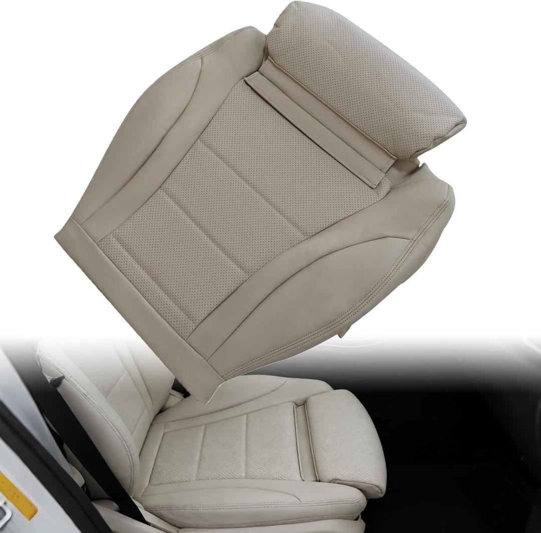 Priprilod Driver Bottom Replacement Microfiber Leather Seat Cover Light Tan Compatible with Mercedes Benz C250 C300 C350 C350e C400 2015-2021 Fit for Mercedes Benz GLC300 GLC300e GLC350e 2016-2021