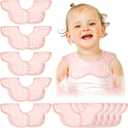 Geyoga 10 Pcs Baby Bibs 360 Rotate Baby Bandana Muslin Drool Bibs Petal Bibs Burp Gauze Cloths Absorbent Bib (Solid Pattern, Pink)
