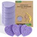 100Count Compressed Facial Sponges, Heart Shape Face Sponge for Cleansing, Natural Cosmetic Spa Sponges for Facial Cleansing, Exfoliating Mask (Purple Heart Sponges)
