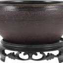 Ceramic Lotus Pot with Base 7.08In Non-Porous Hydroponic Planter for Water Lily Daffodil Flower Indoor Outdoor Garden Decor