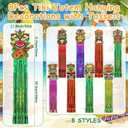 2 x 6 Pcs Hawaiian Luau Party Decoration 3.1 ft Tiki Totem Hanging Decorations with Tassels Tiki Door Banner Sign Garland Decor for Outdoor Summer Hawaii Luau Aloha Tropical Birthday Party Supplies