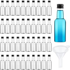 Tessco 100 Pcs Mini Liquor Bottles Plastic Mini Salad Dressing Bottle Christmas Small Shooter Alcohol Holders with Cap Hot Sauce(0.8 Oz,Black)