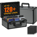 Graded Card Storage Box - TSA Combination Lock Travel Case with 4 Foam Dividers | Waterproof Slab Case Fits for PSA/BGS/CSG/FGS Up to 120+ Cards | New Year Gift for Card Collectors (Black)